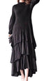 Long Sleeve Multi Layer Dress - DR1098  Black
